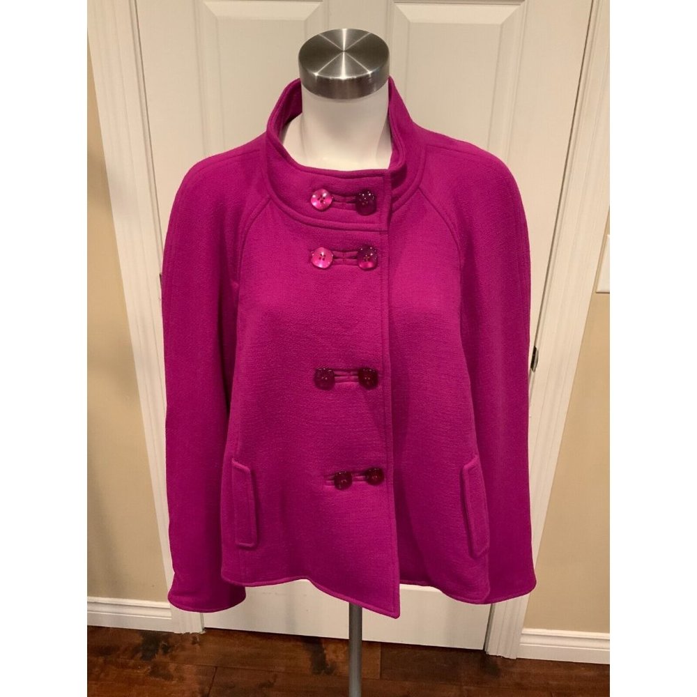 Armani Collezioni Purple Wool Crepe Double Breasted Button Jacket, Size 16